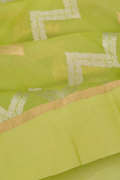 Organza Half-n-Half Jaal And Butta Green Saree