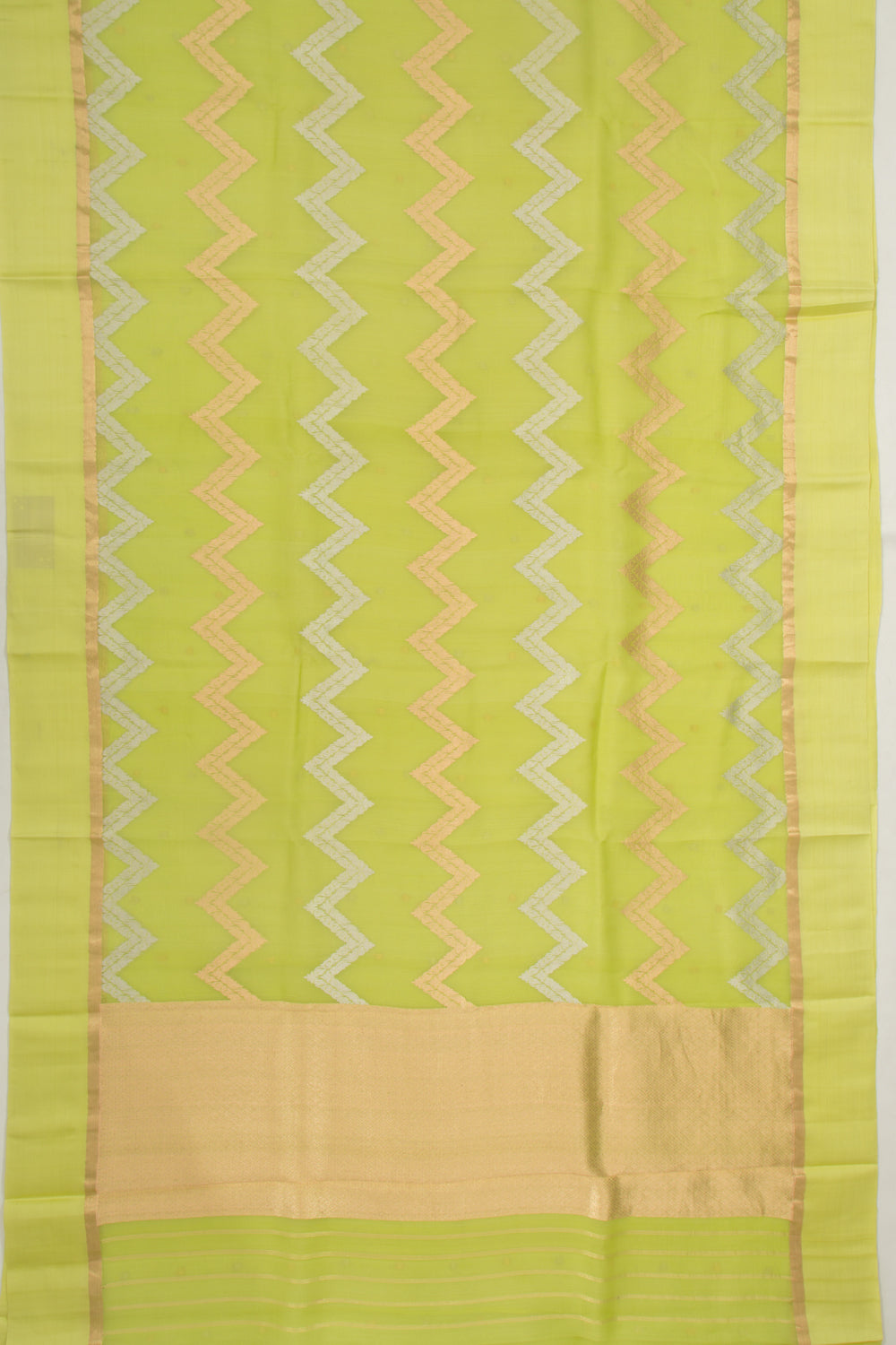 Organza Half-n-Half Jaal And Butta Green Saree