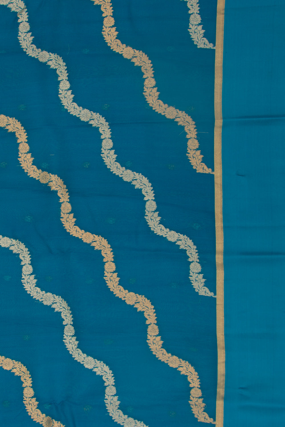 Organza Jaal Teal Blue Saree