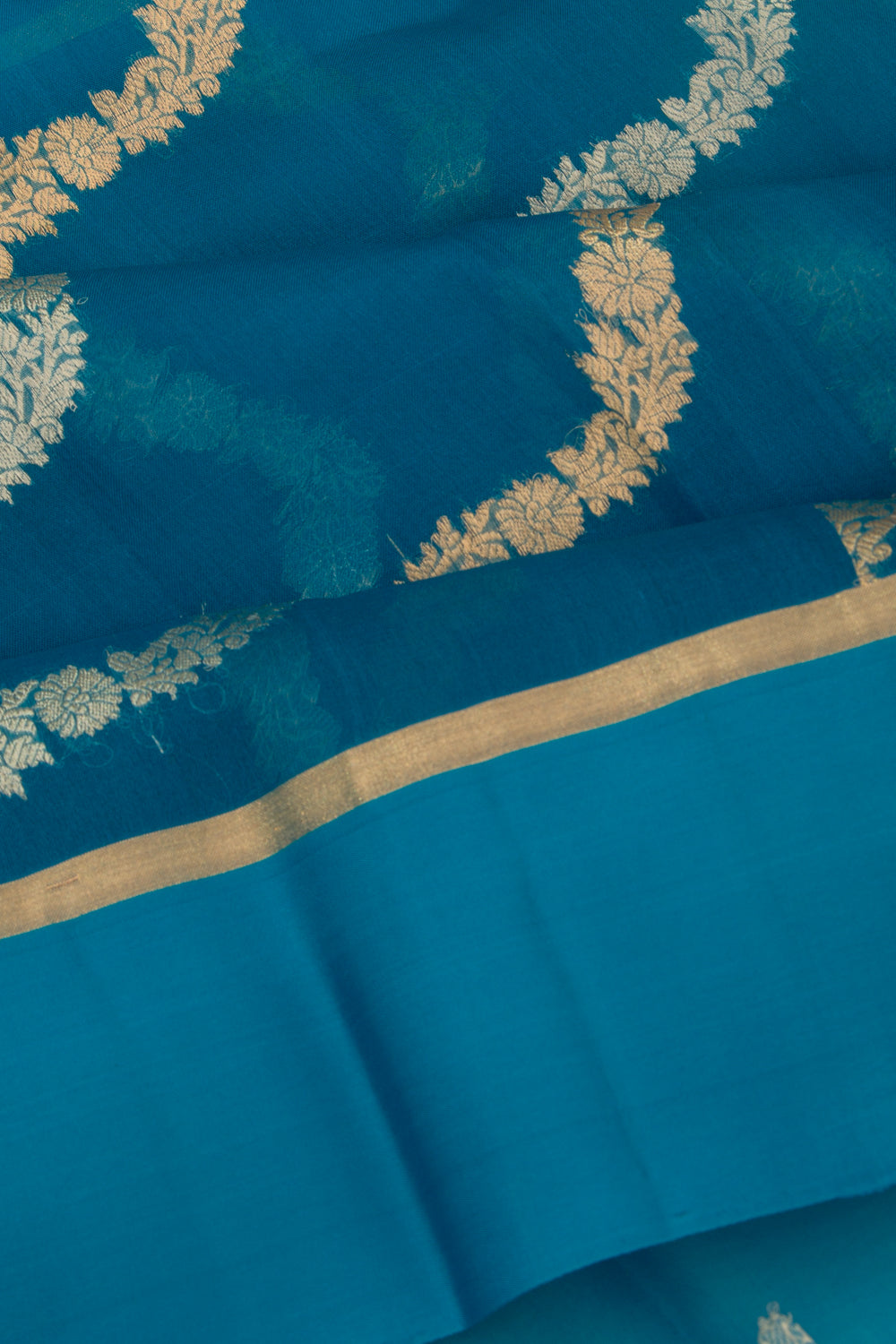 Organza Jaal Teal Blue Saree