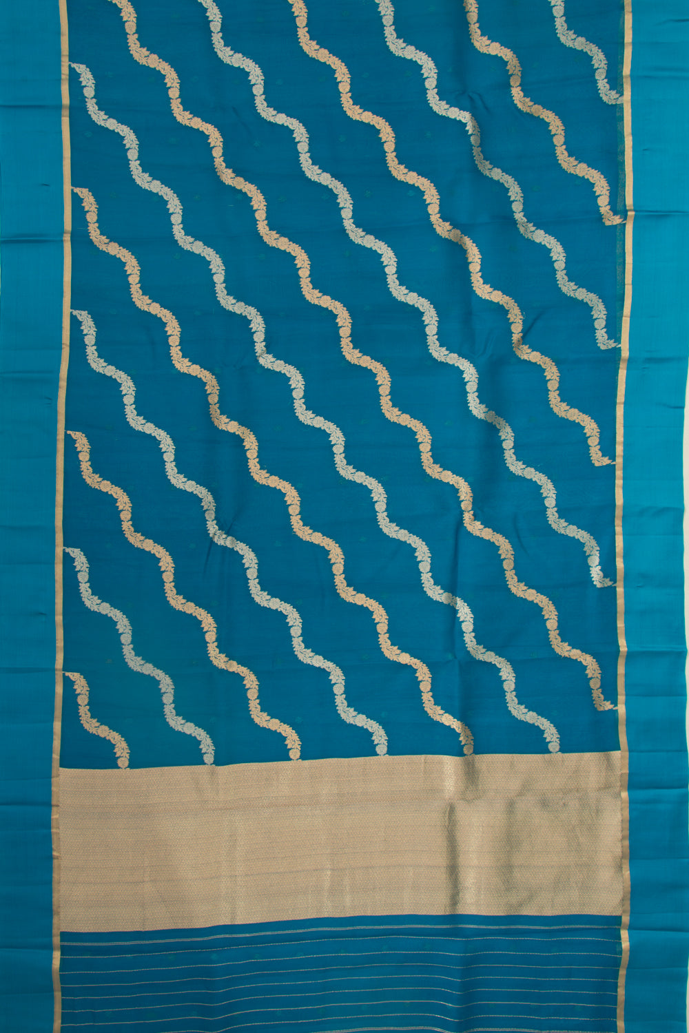 Organza Jaal Teal Blue Saree