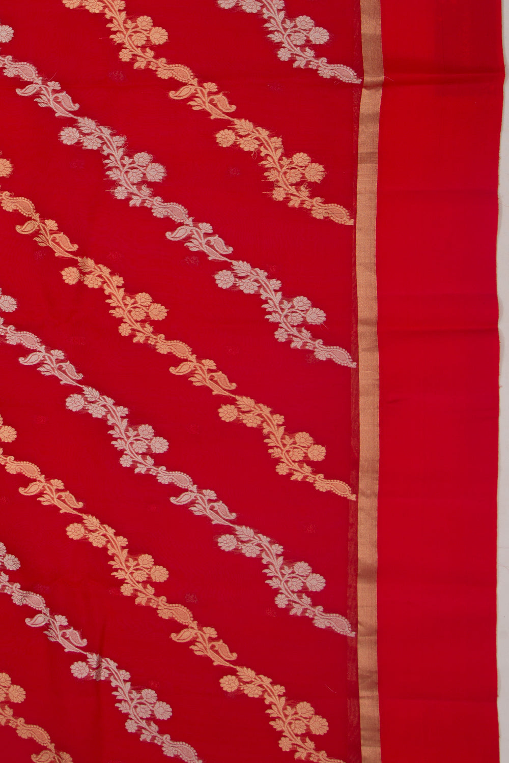 Organza Half-n-Half Jaal And Butta Red Saree