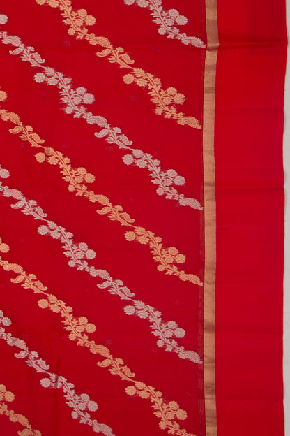 Organza Half-n-Half Jaal And Butta Red Saree