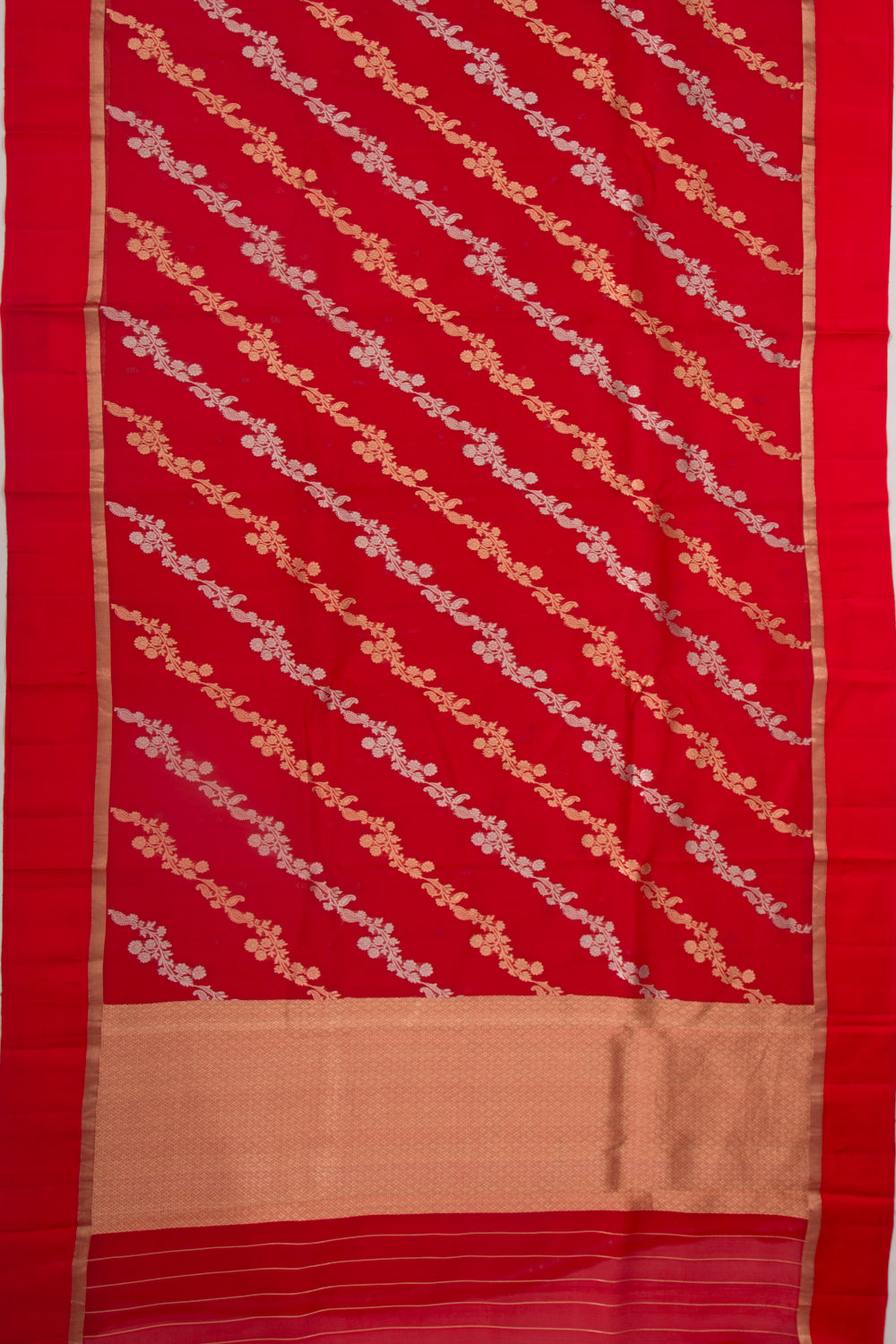 Organza Half-n-Half Jaal And Butta Red Saree