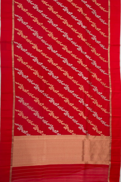 Organza Half-n-Half Jaal And Butta Red Saree