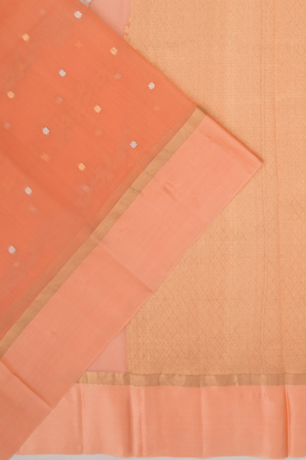 Organza Half-n-Half Jaal And Butta Orange Saree