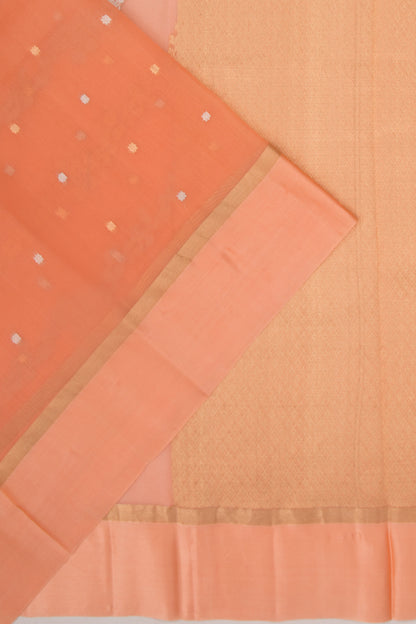Organza Half-n-Half Jaal And Butta Orange Saree