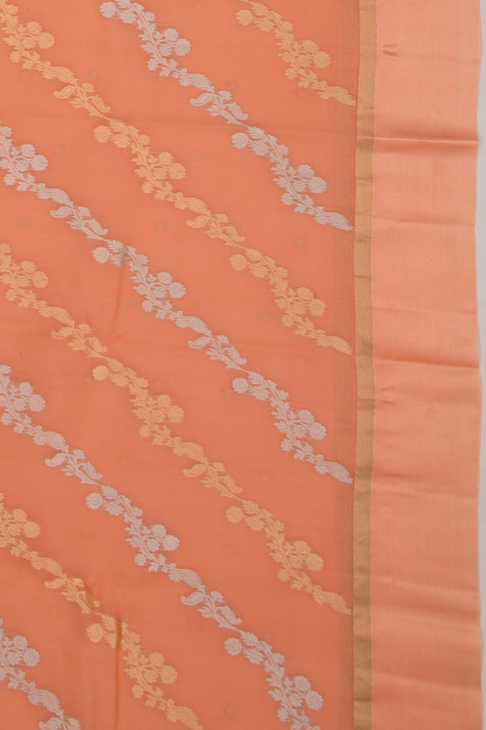 Organza Half-n-Half Jaal And Butta Orange Saree