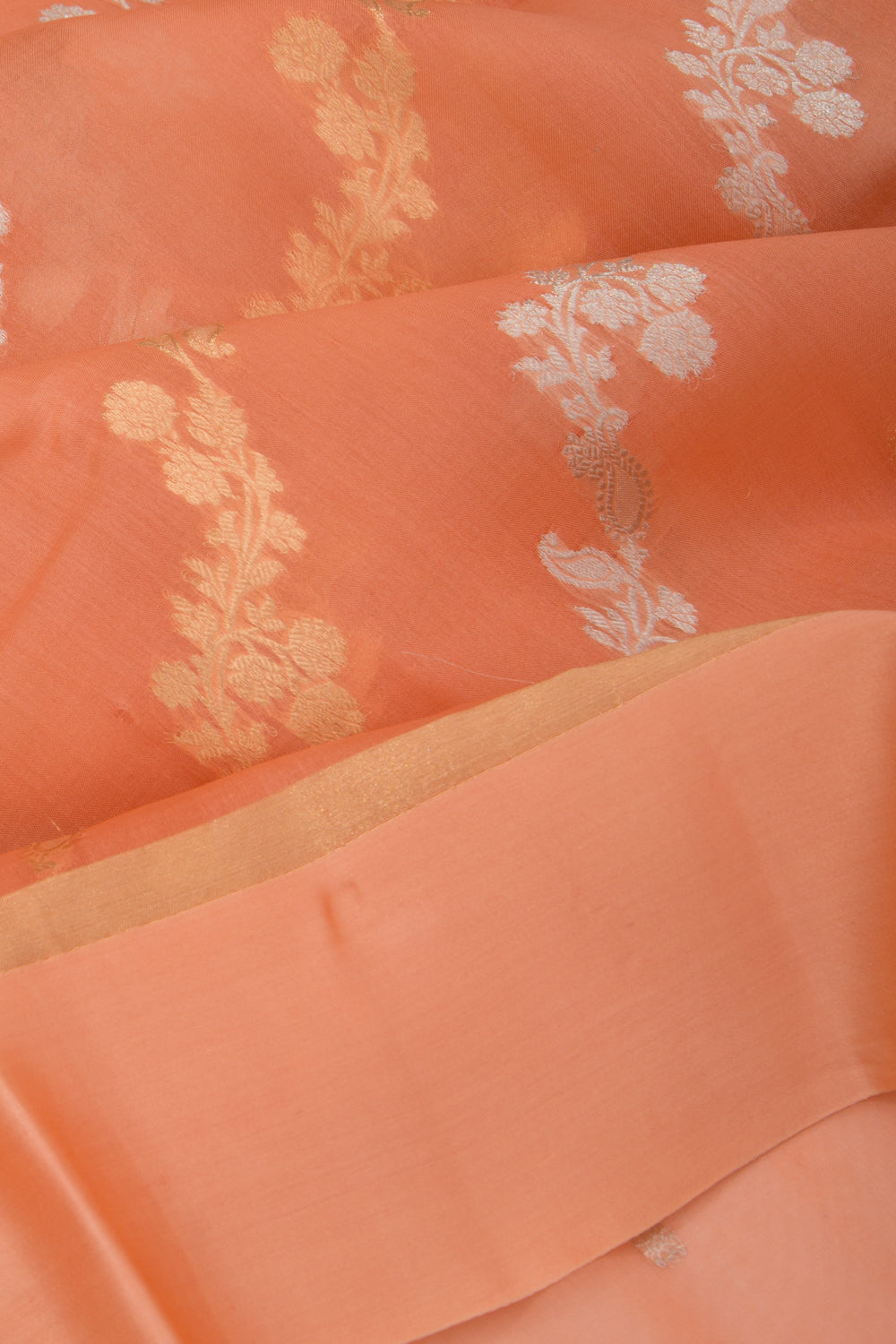 Organza Half-n-Half Jaal And Butta Orange Saree