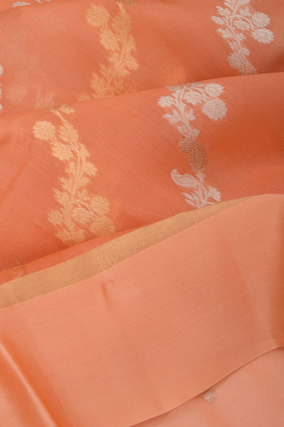 Organza Half-n-Half Jaal And Butta Orange Saree