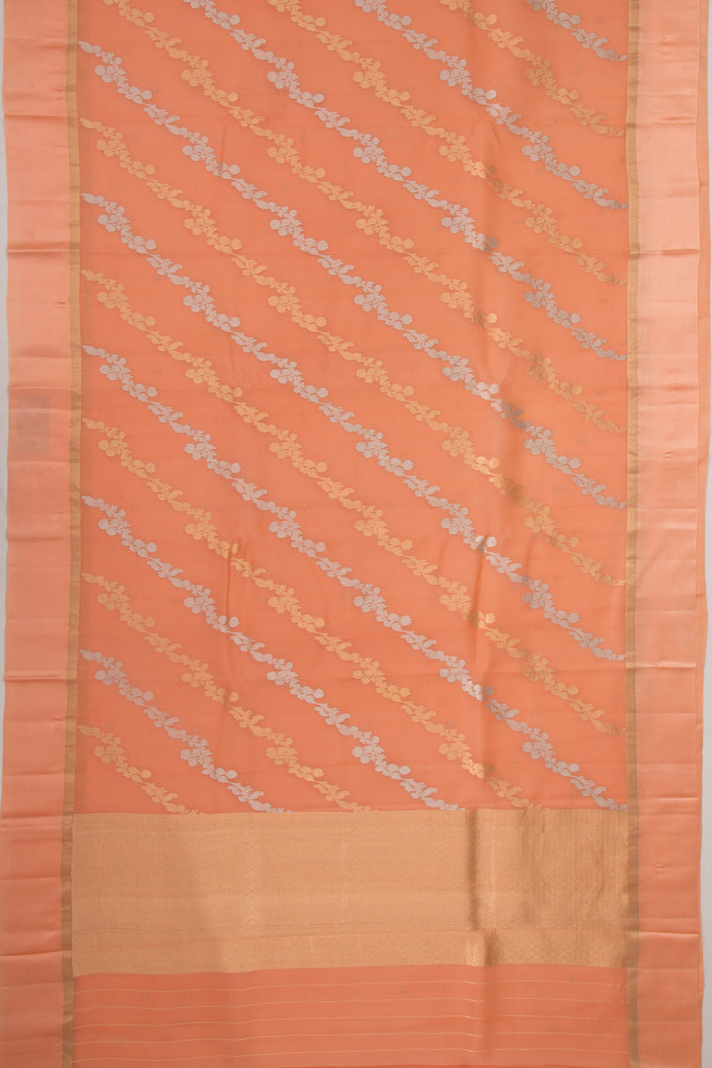 Organza Half-n-Half Jaal And Butta Orange Saree