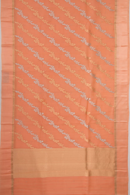 Organza Half-n-Half Jaal And Butta Orange Saree