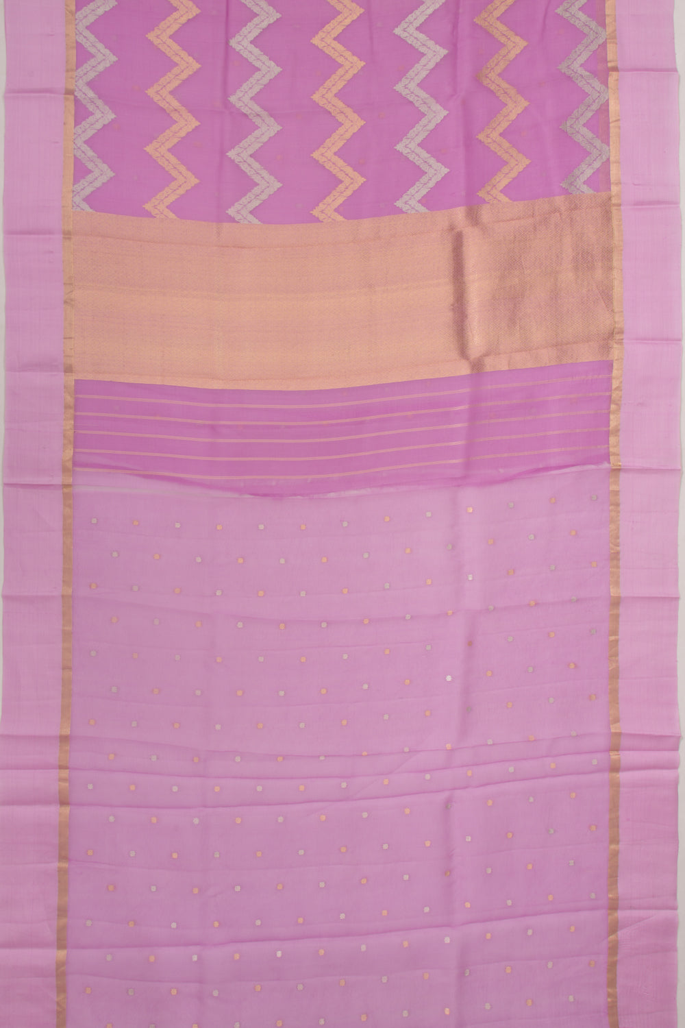 Organza Half-n-Half Jaal And Butta Lavender Saree