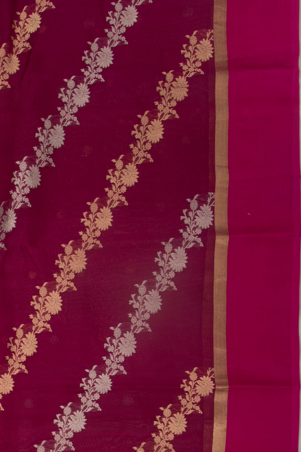 Organza Half-n-Half Jaal And Butta Purple Saree