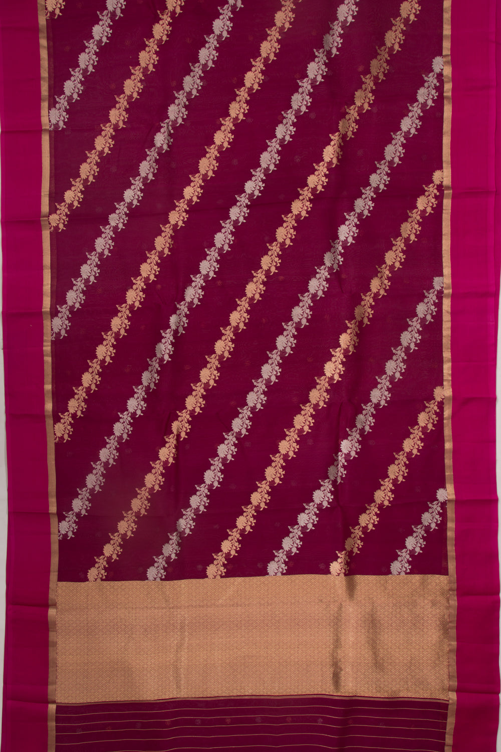 Organza Half-n-Half Jaal And Butta Purple Saree