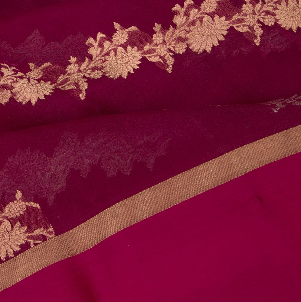 Organza Half-n-Half Jaal And Butta Purple Saree