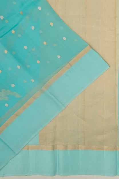 Organza Half-n-Half Jaal And Butta Sky Blue Saree