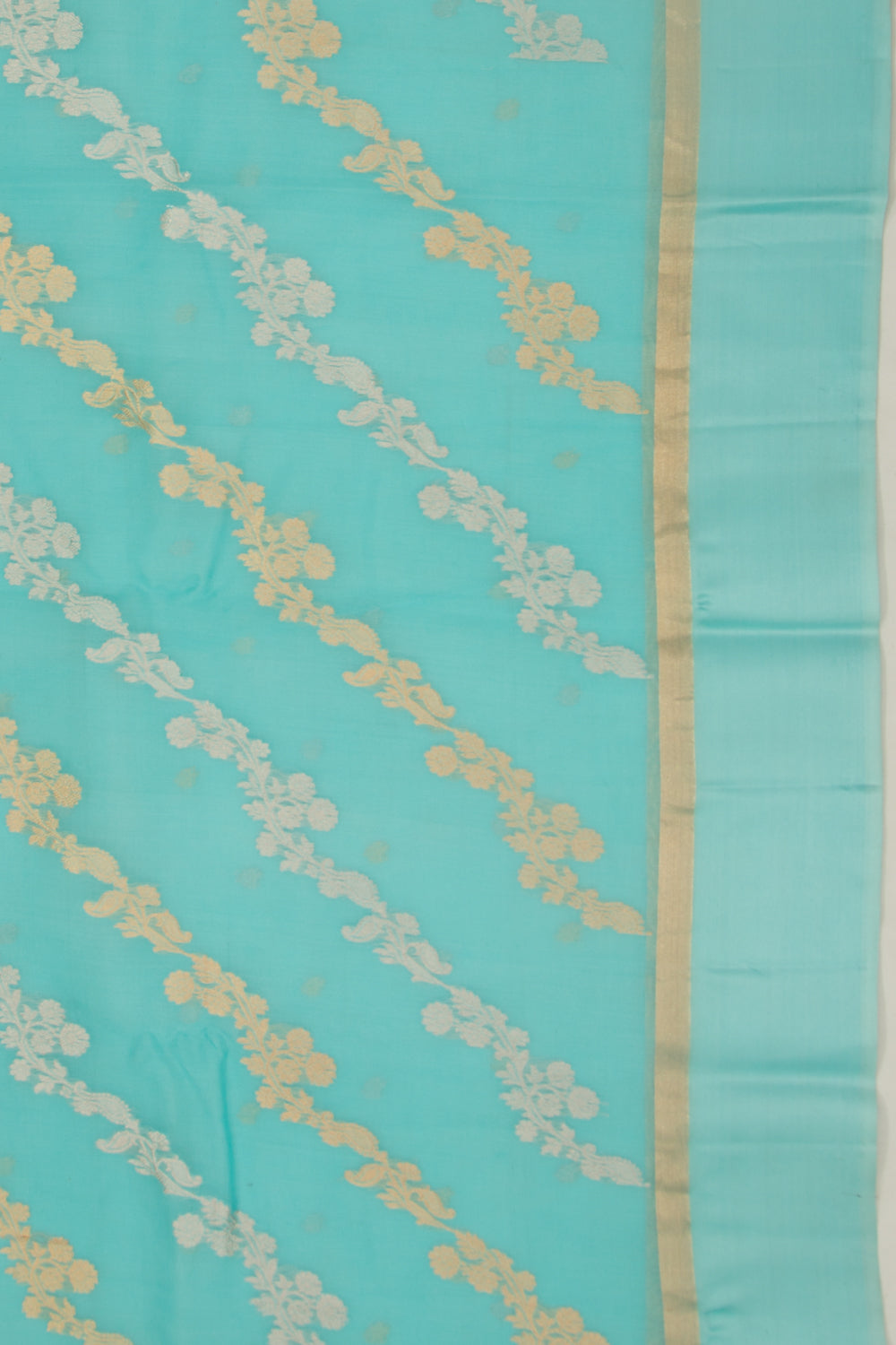 Organza Half-n-Half Jaal And Butta Sky Blue Saree