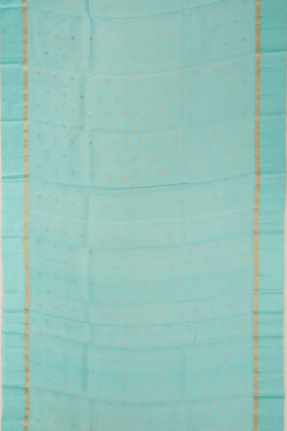 Organza Half-n-Half Jaal And Butta Sky Blue Saree