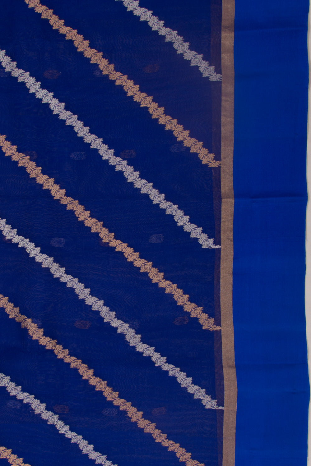 Organza Half-n-Half Jaal And Butta Royal Blue Saree