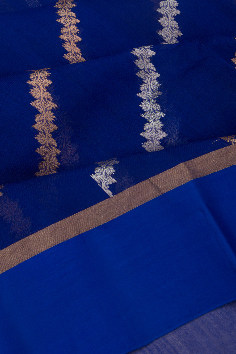 Organza Half-n-Half Jaal And Butta Royal Blue Saree