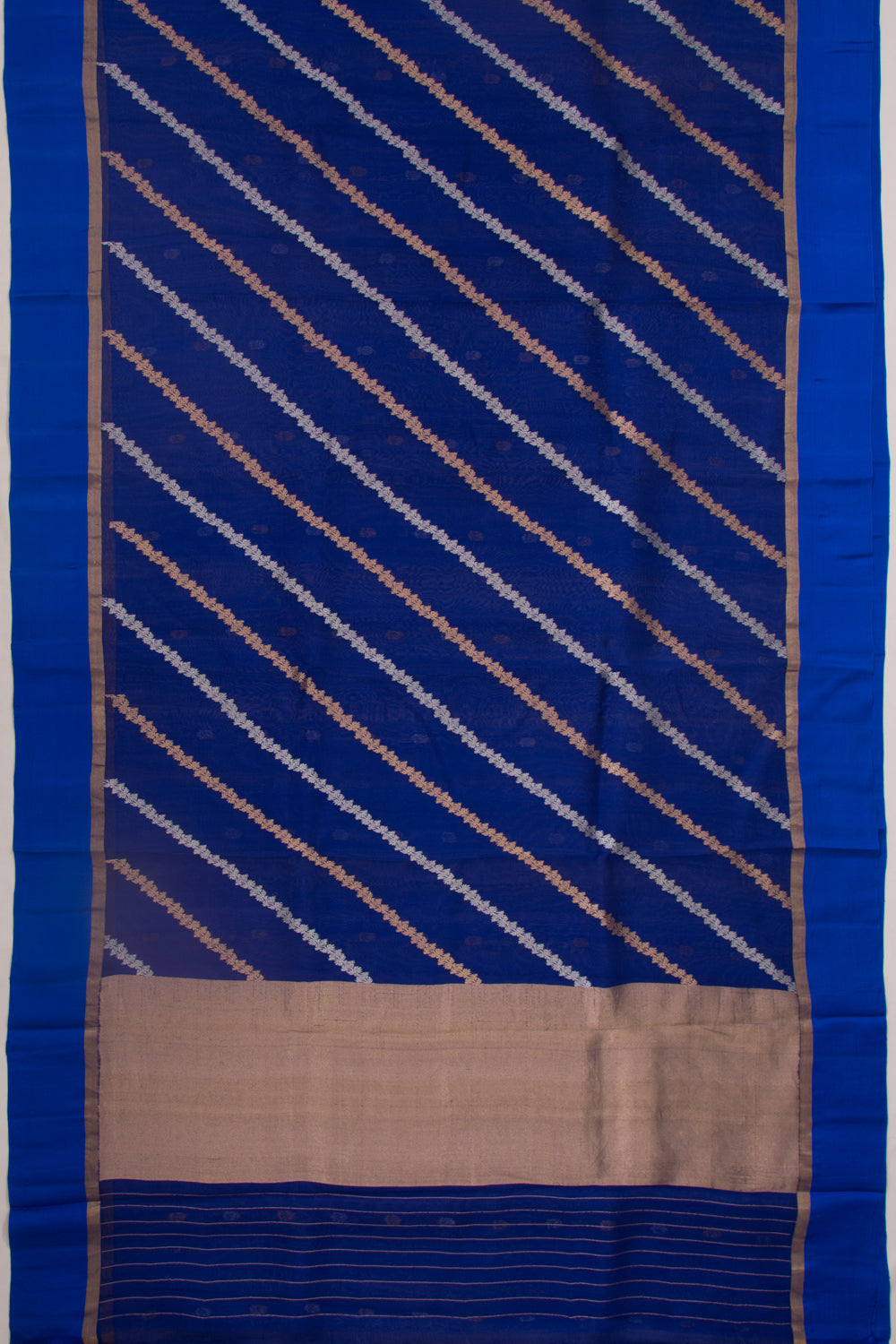 Organza Half-n-Half Jaal And Butta Royal Blue Saree