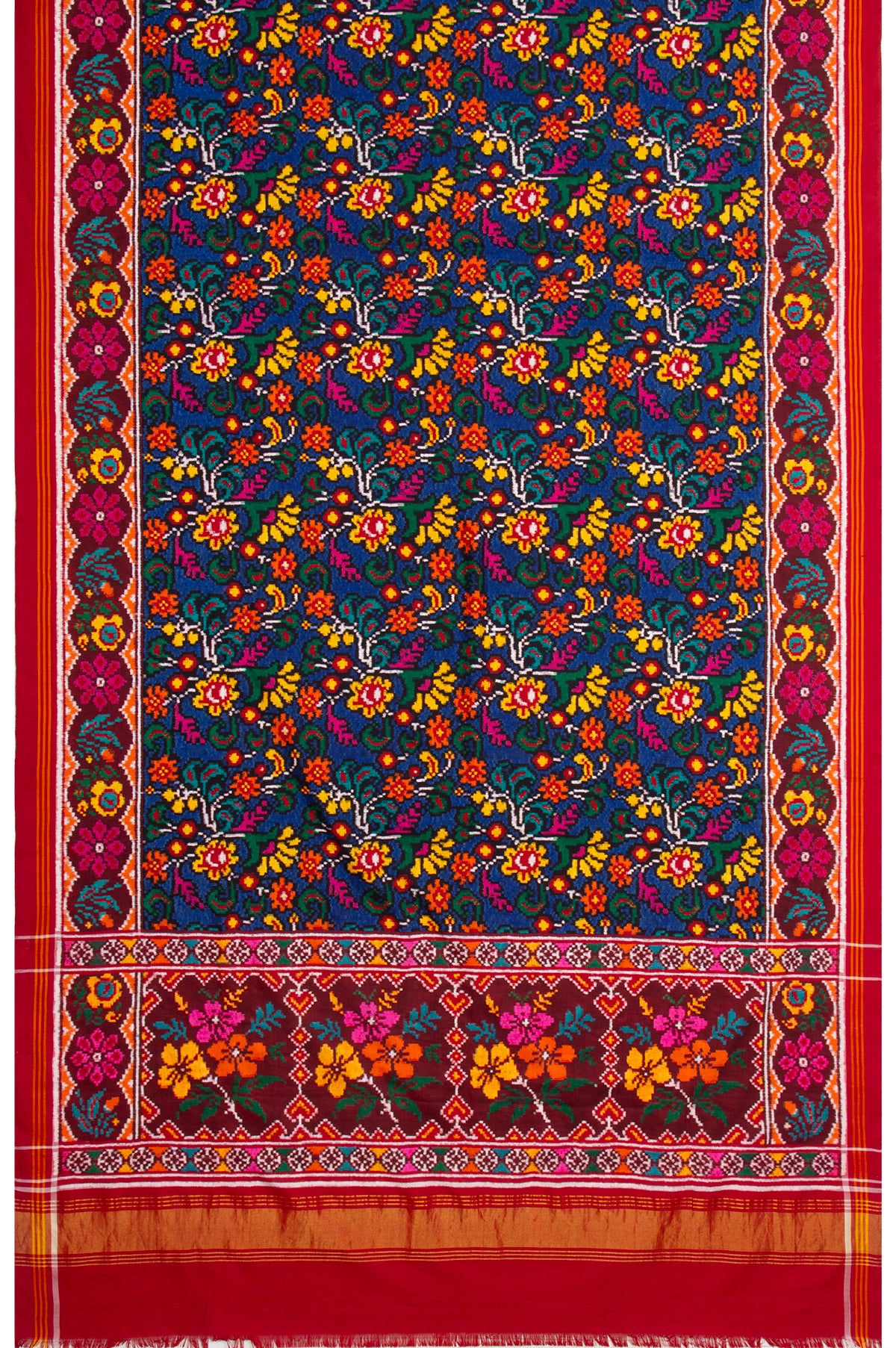 Patan Patola Silk Double Ikat Dark Blue Saree