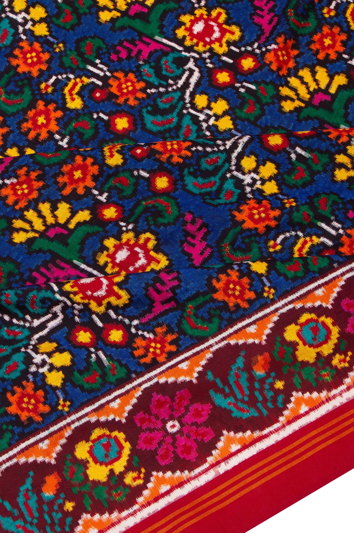 Patan Patola Silk Double Ikat Dark Blue Saree