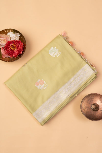 Banarasi Silk Butta Mehendi Green Saree
