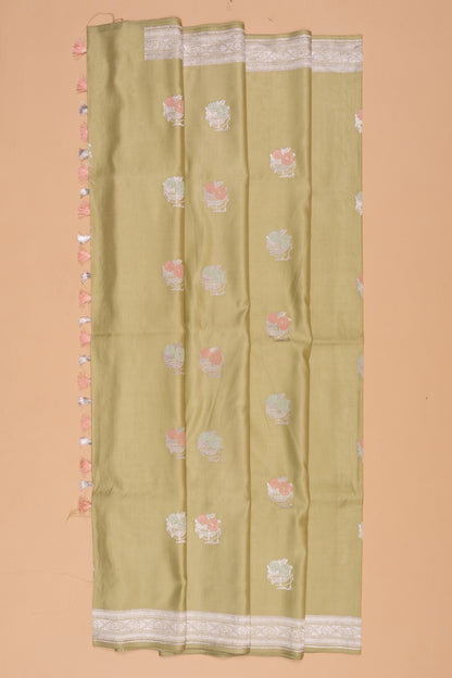 Banarasi Silk Butta Mehendi Green Saree