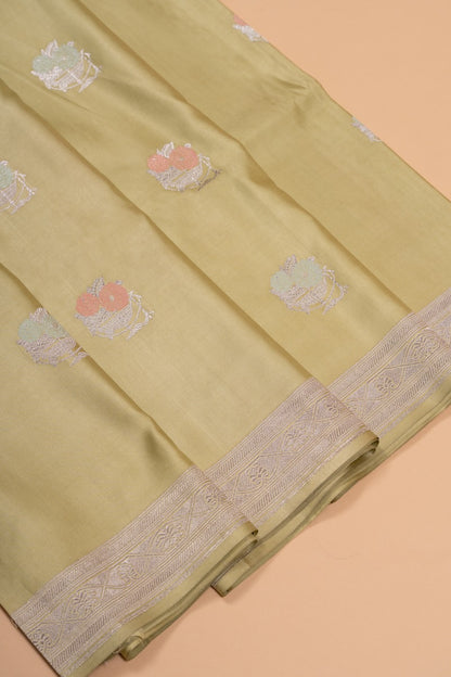 Banarasi Silk Butta Mehendi Green Saree