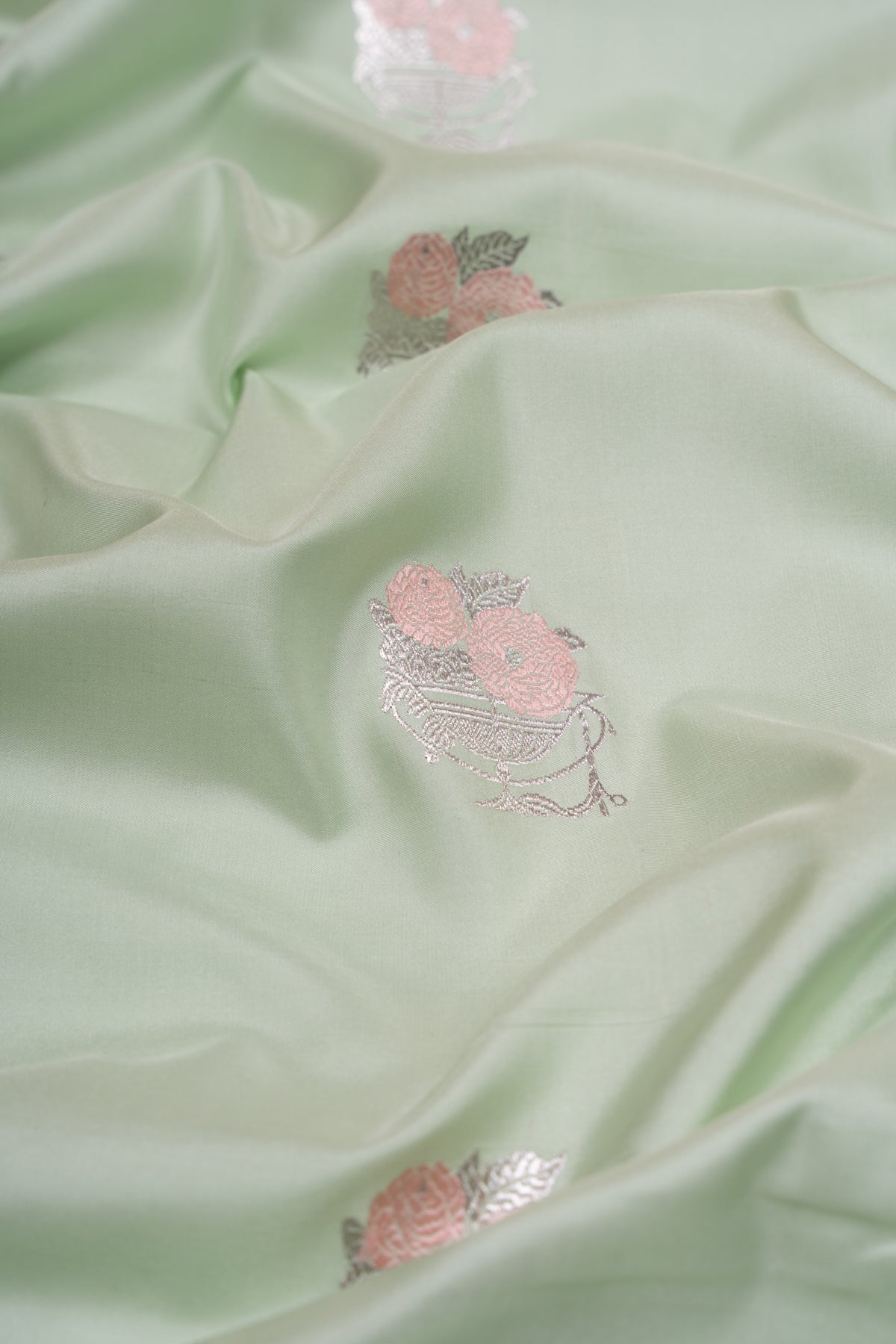 Banarasi Silk Butta Pista Green Saree