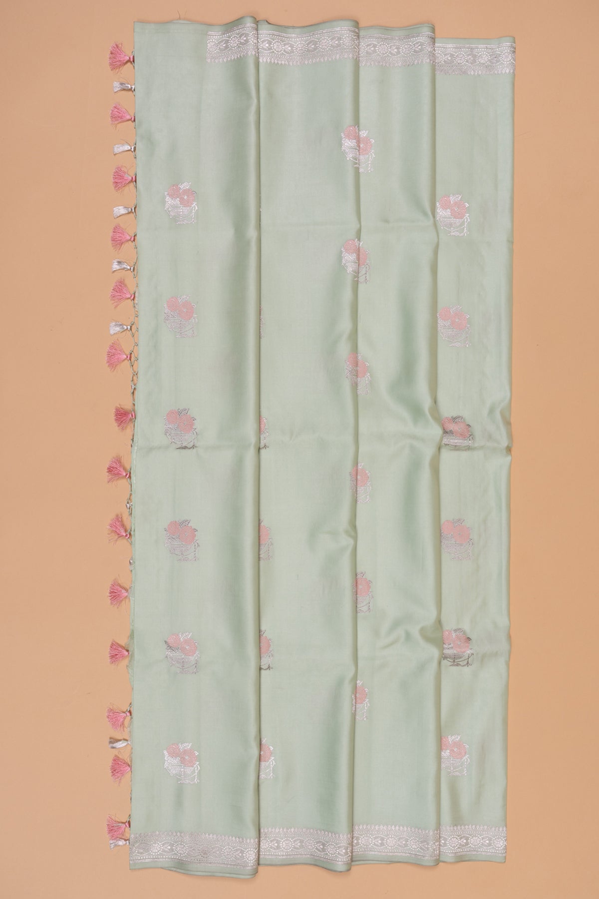 Banarasi Silk Butta Pista Green Saree