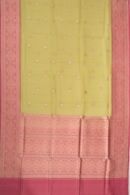 Banarasi Kora Organza Butta Pista Green Saree