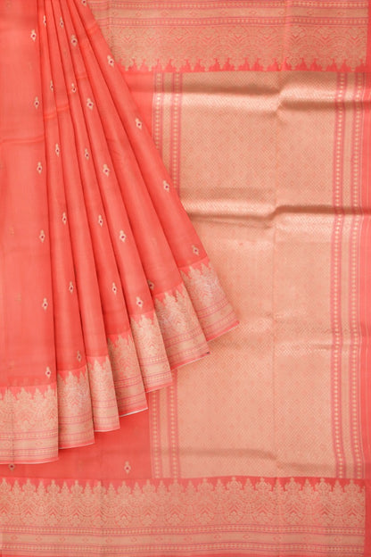Banarasi Kora Organza Butta Orange Saree
