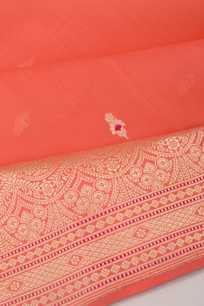 Banarasi Kora Organza Butta Orange Saree