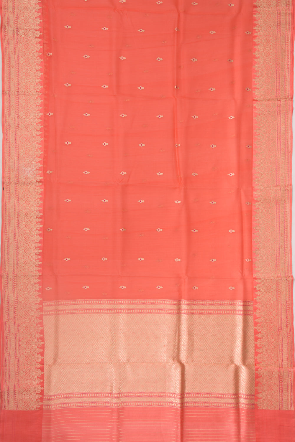 Banarasi Kora Organza Butta Orange Saree