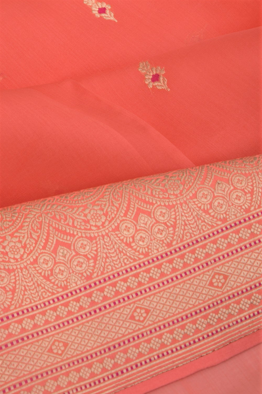 Banarasi Kora Organza Butta Orange Saree