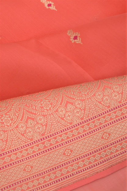 Banarasi Kora Organza Butta Orange Saree