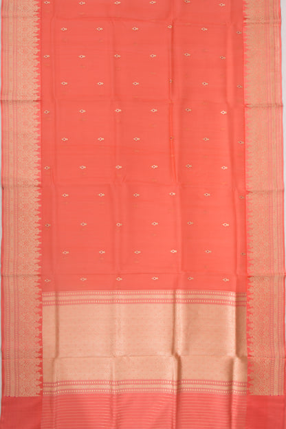Banarasi Kora Organza Butta Orange Saree