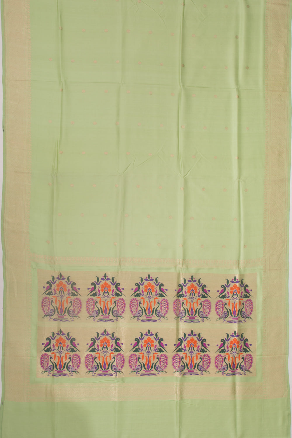 Dhakai Kora Organza Butta Pista Green Saree