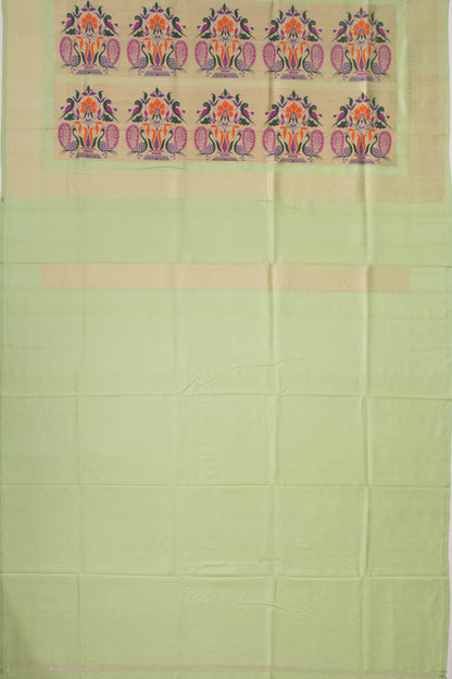 Dhakai Kora Organza Butta Pista Green Saree