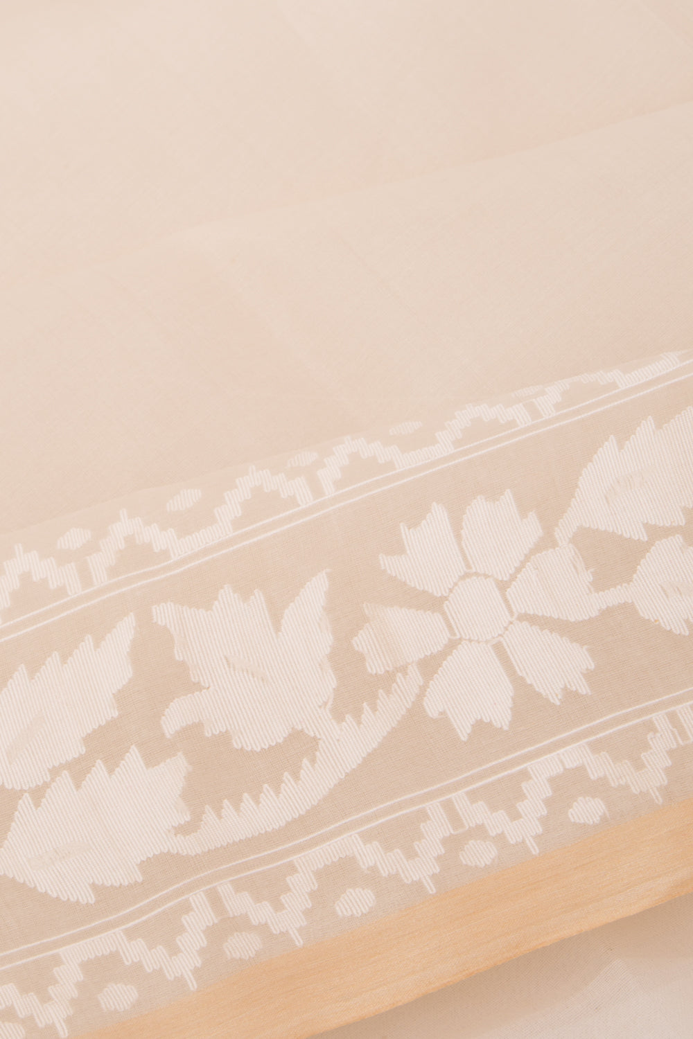 Dhakai Kora Organza Plain Cream Saree