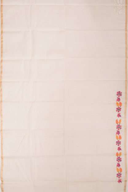 Dhakai Kora Organza Plain Cream Saree