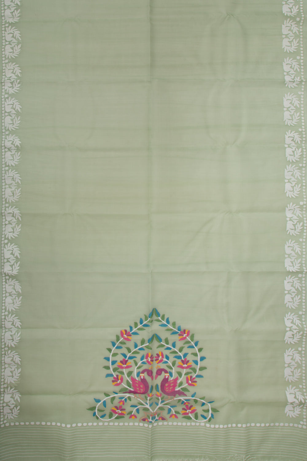 Dhakai Kora Organza Plain Pista Green Saree