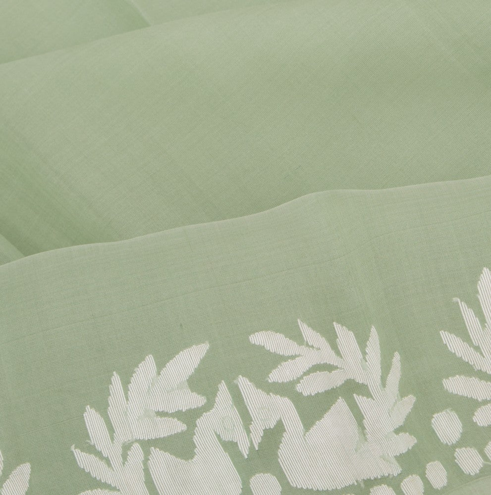 Dhakai Kora Organza Plain Pista Green Saree