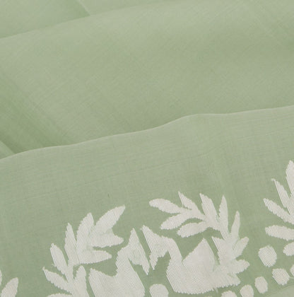 Dhakai Kora Organza Plain Pista Green Saree