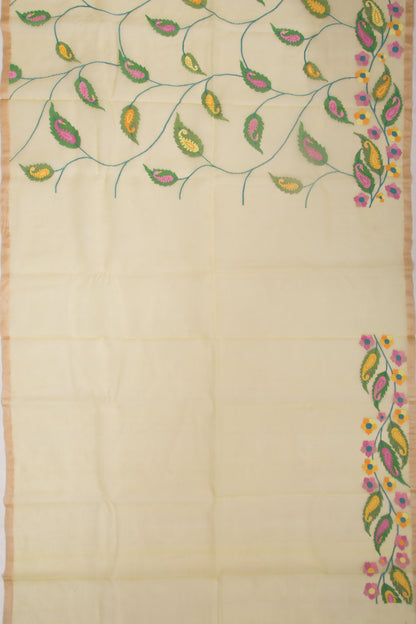 Dhakai Kora Organza Jamdani Lemon Yellow Saree