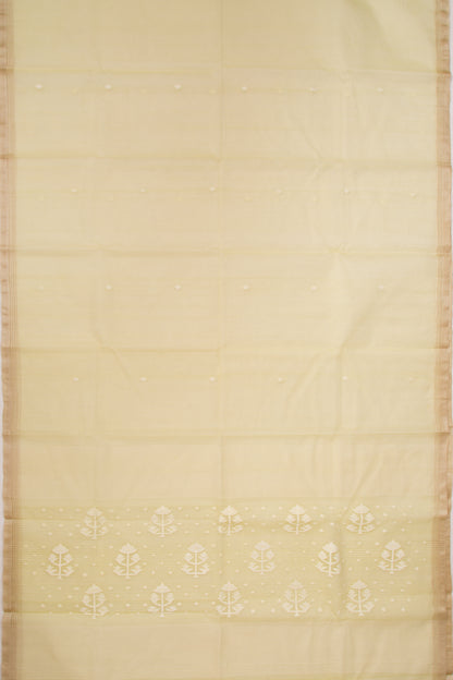 Dhakai Kora Organza Checks And Butta Lemon Yellow Saree