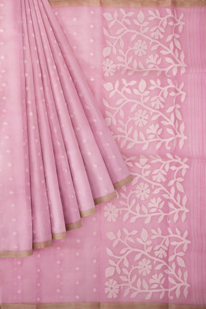 Dhakai Kora Organza Butta Pink Saree